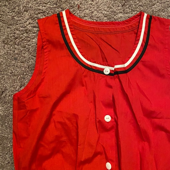 Vintage Red Romper With Stripe Detail - Picture 6 of 7
